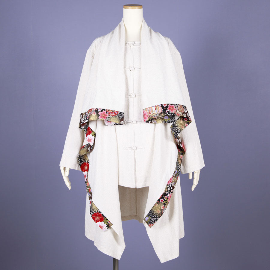 [One-of-a-kind item] TKg Flying Japanese flowers swaying haori