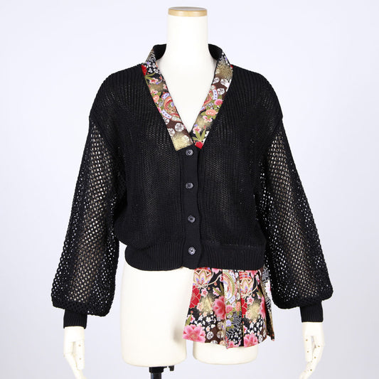 [One-of-a-kind item] TKg Flying Japanese Flower Transparent Cardigan