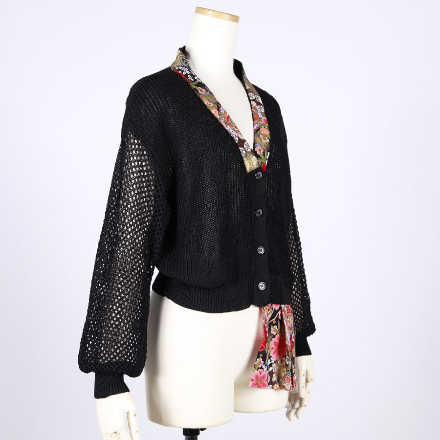 [One-of-a-kind item] TKg Flying Japanese Flower Transparent Cardigan