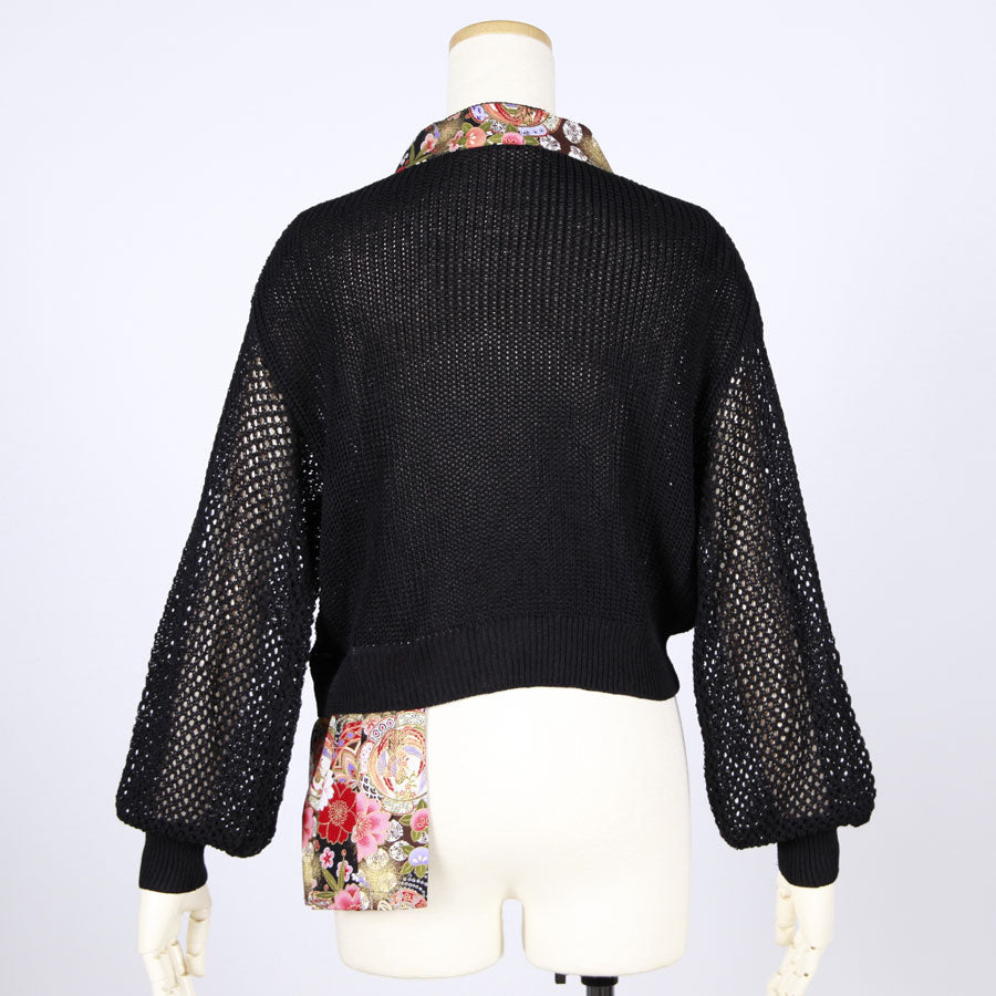[One-of-a-kind item] TKg Flying Japanese Flower Transparent Cardigan