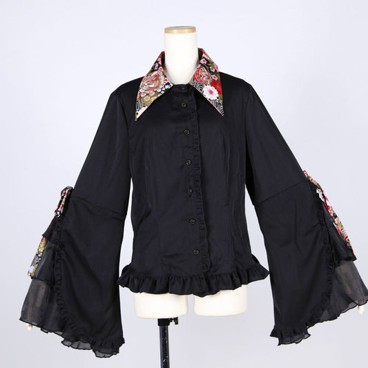 [One-of-a-kind item] TKg Flying Japanese Flower Girly Blouse