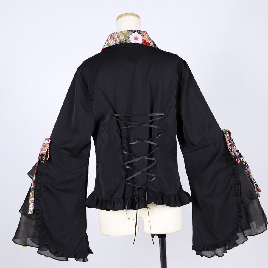 [One-of-a-kind item] TKg Flying Japanese Flower Girly Blouse