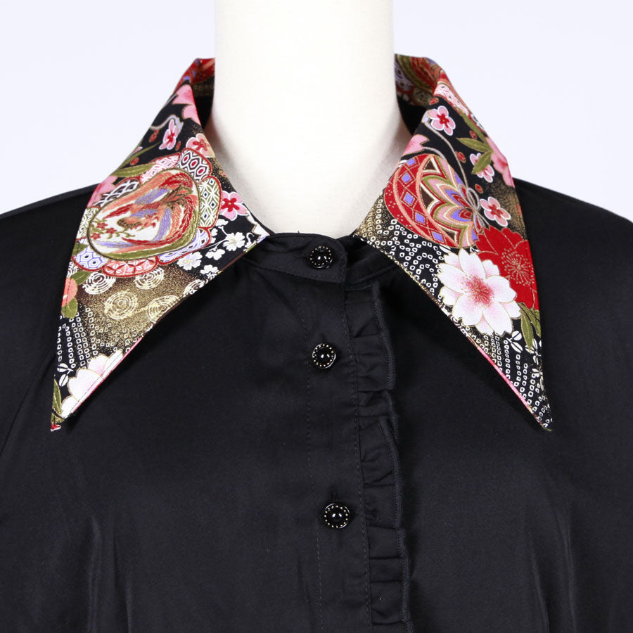 [One-of-a-kind item] TKg Flying Japanese Flower Girly Blouse