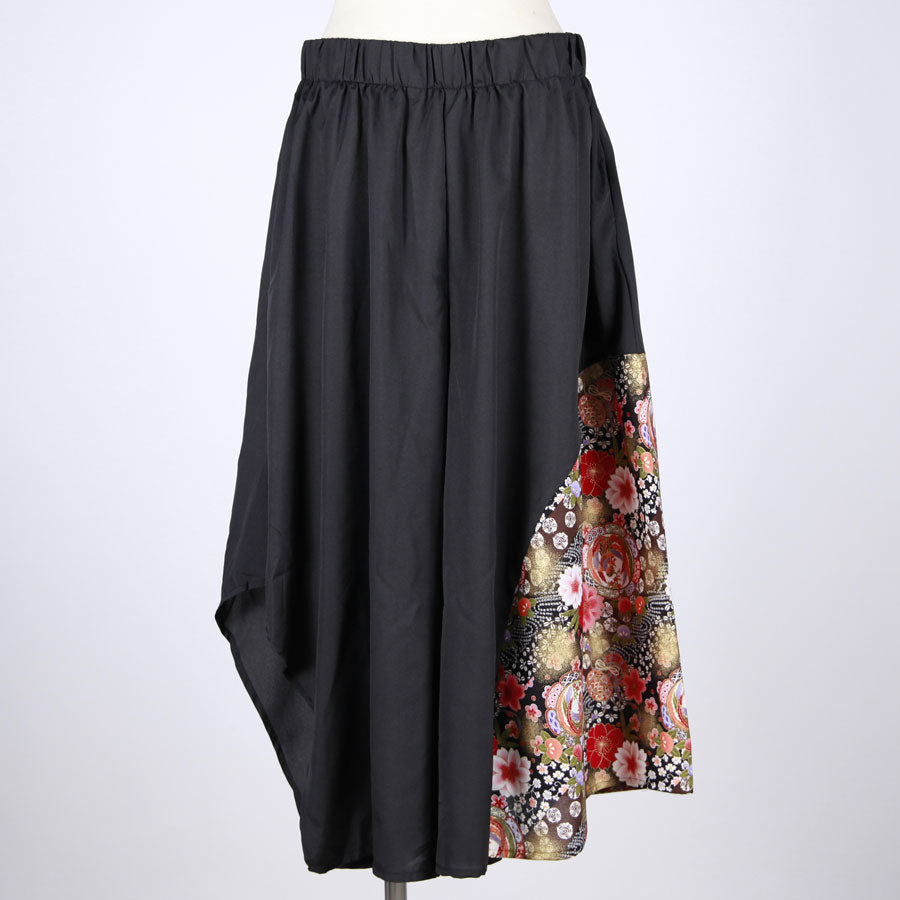 【一点物】TKg 舞い飛ぶ日本の花 ランダムヘムパンツ