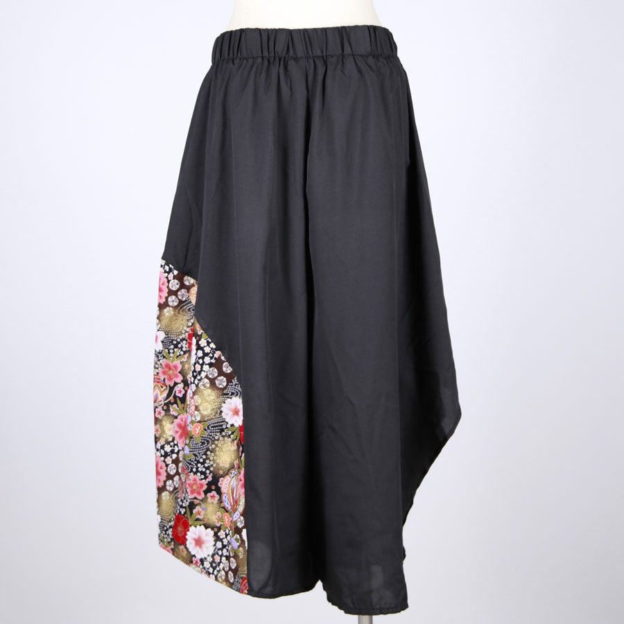 【一点物】TKg 舞い飛ぶ日本の花 ランダムヘムパンツ