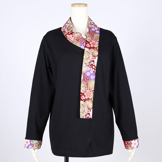 [One-of-a-kind item] TKg Flying Japanese Flower Small Collar Top
