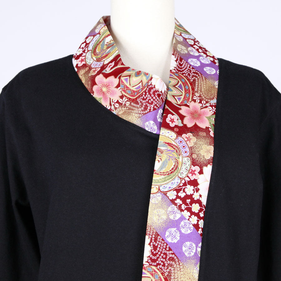 [One-of-a-kind item] TKg Flying Japanese Flower Small Collar Top