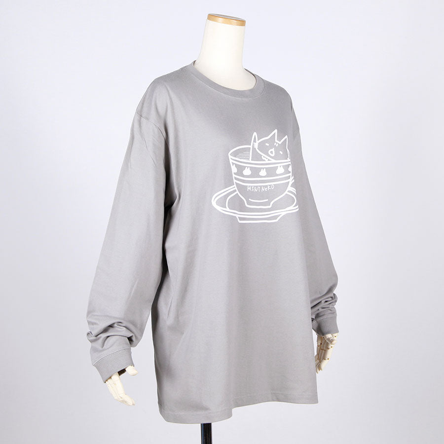 MINT NeKO ティーパーティーロンT GY-WH・XL