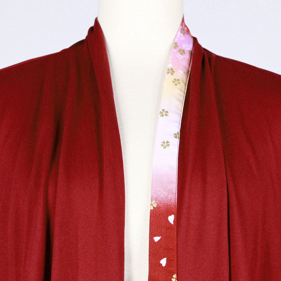 【一点物】TKg グラデーション赤和柄 ボルドーロングカーディガン