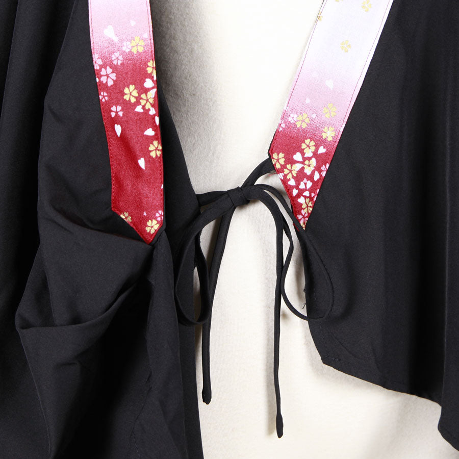 【一点物】TKg グラデーション赤和柄 カシュクールブラウス