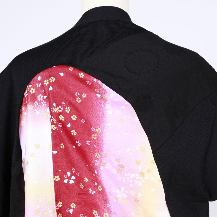 【一点物】TKg グラデーション赤和柄 後ろ切り替えカーディガン