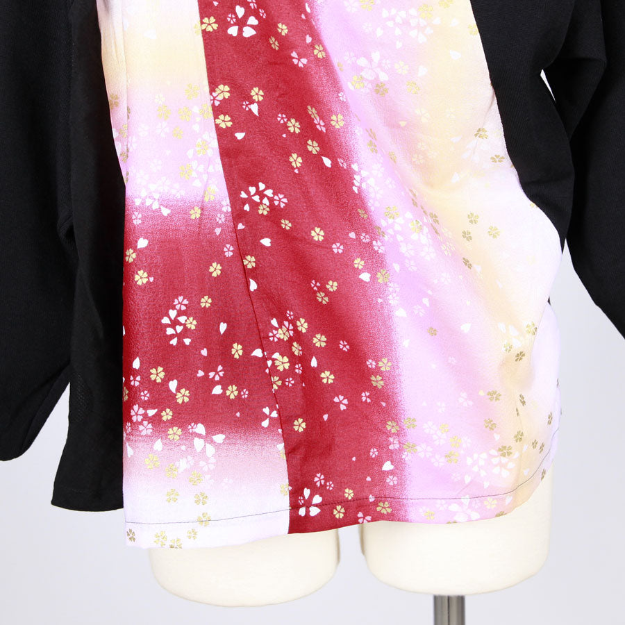 【一点物】TKg グラデーション赤和柄 後ろ切り替えカーディガン