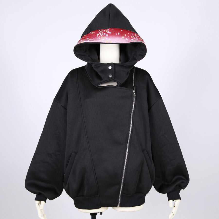 【一点物】TKg グラデーション赤和柄 ダブルライダースパーカー