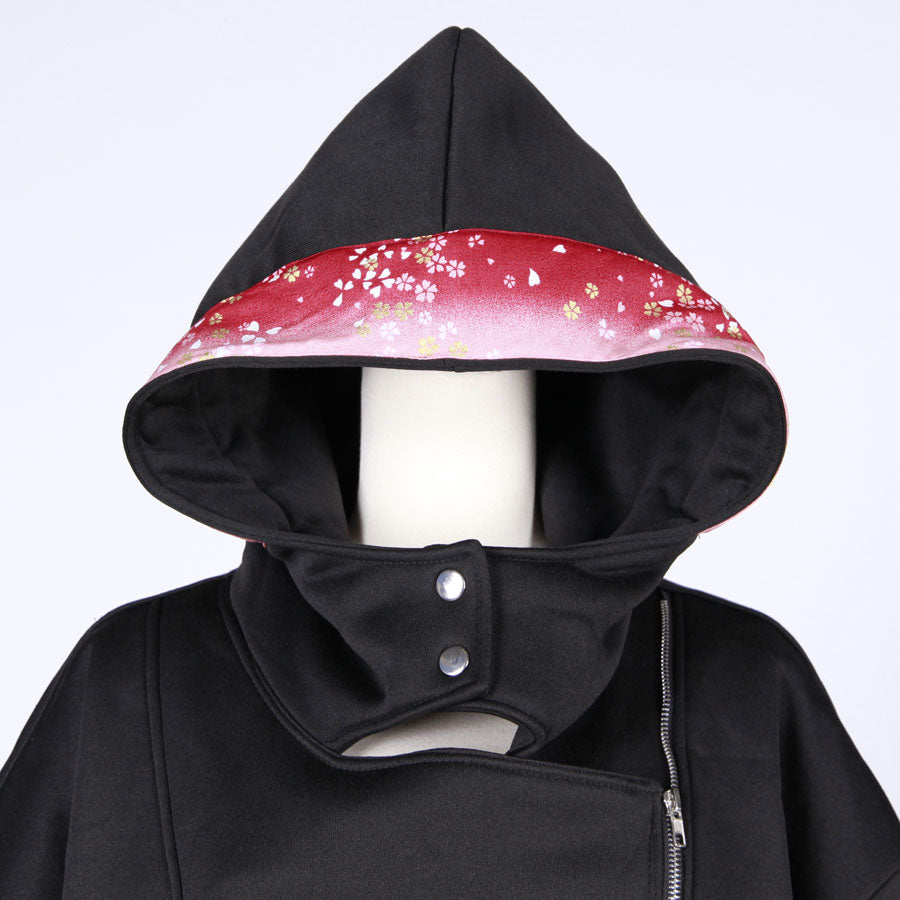 【一点物】TKg グラデーション赤和柄 ダブルライダースパーカー