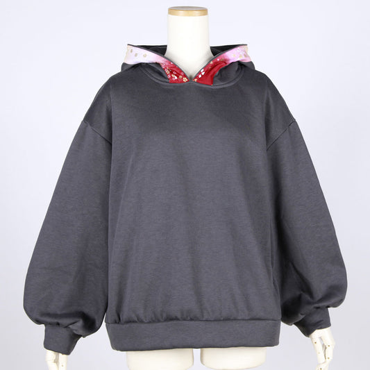 【一点物】TKg グラデーション赤和柄 後ろ結びパーカー