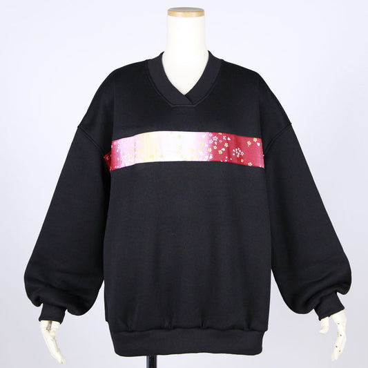 【一点物】TKg グラデーション赤和柄 V開きトレーナー