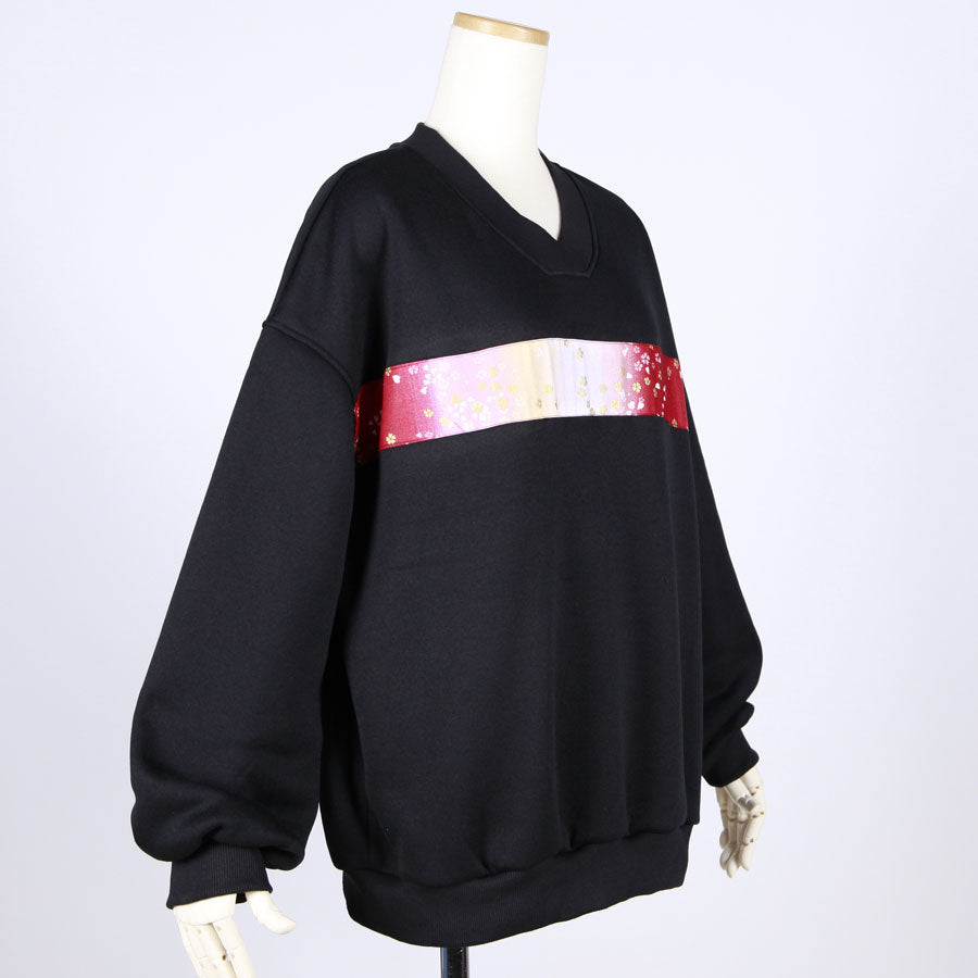 【一点物】TKg グラデーション赤和柄 V開きトレーナー