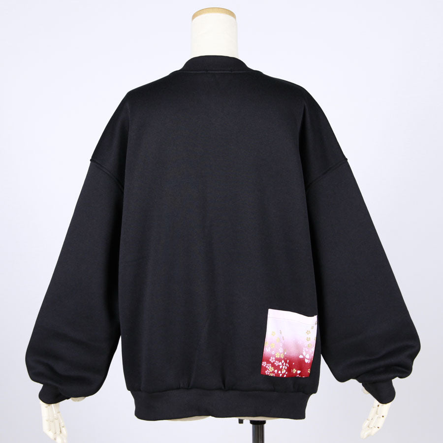 【一点物】TKg グラデーション赤和柄 V開きトレーナー