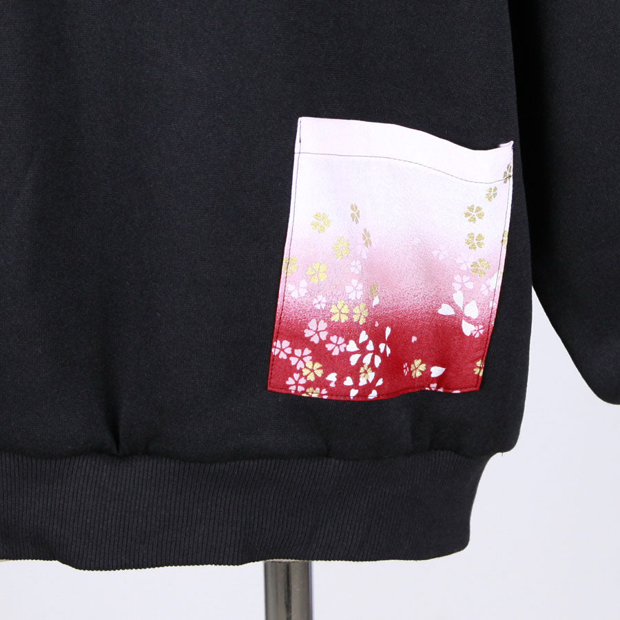 【一点物】TKg グラデーション赤和柄 V開きトレーナー