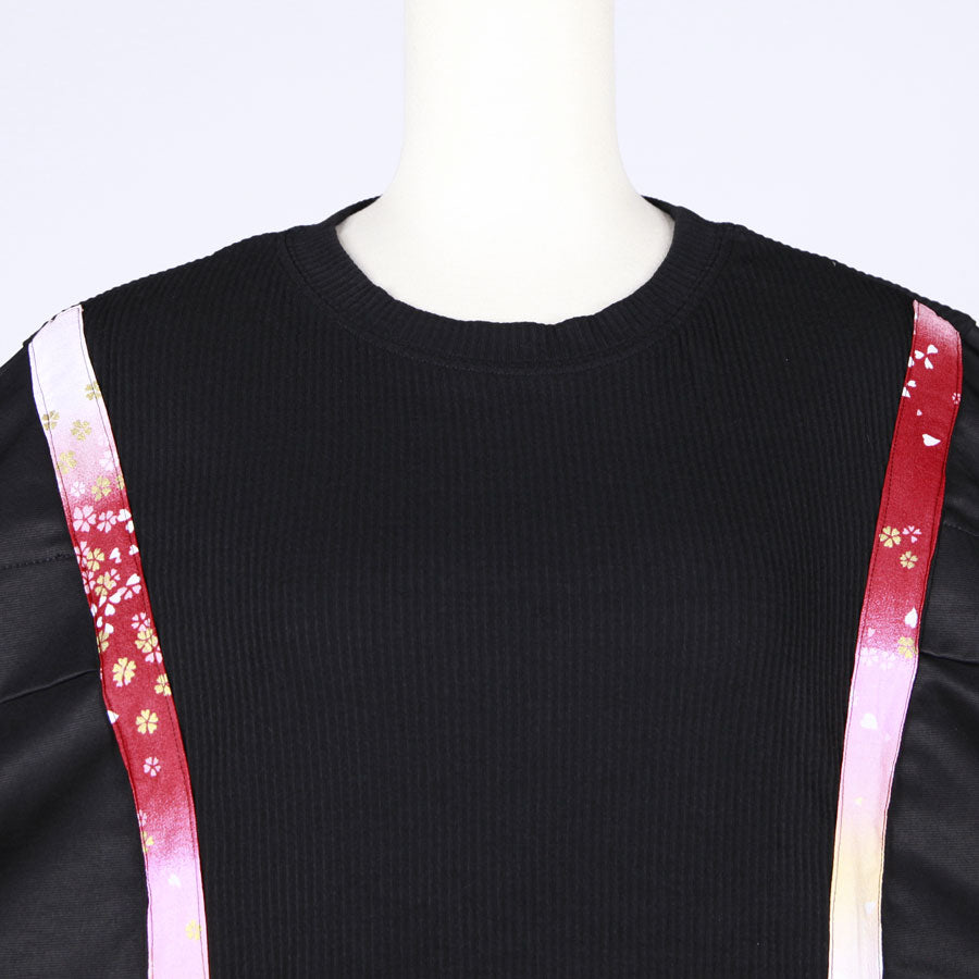 [One-of-a-kind item] TKg Gradation Red Japanese Pattern Tuck Sleeve Sweatshirt