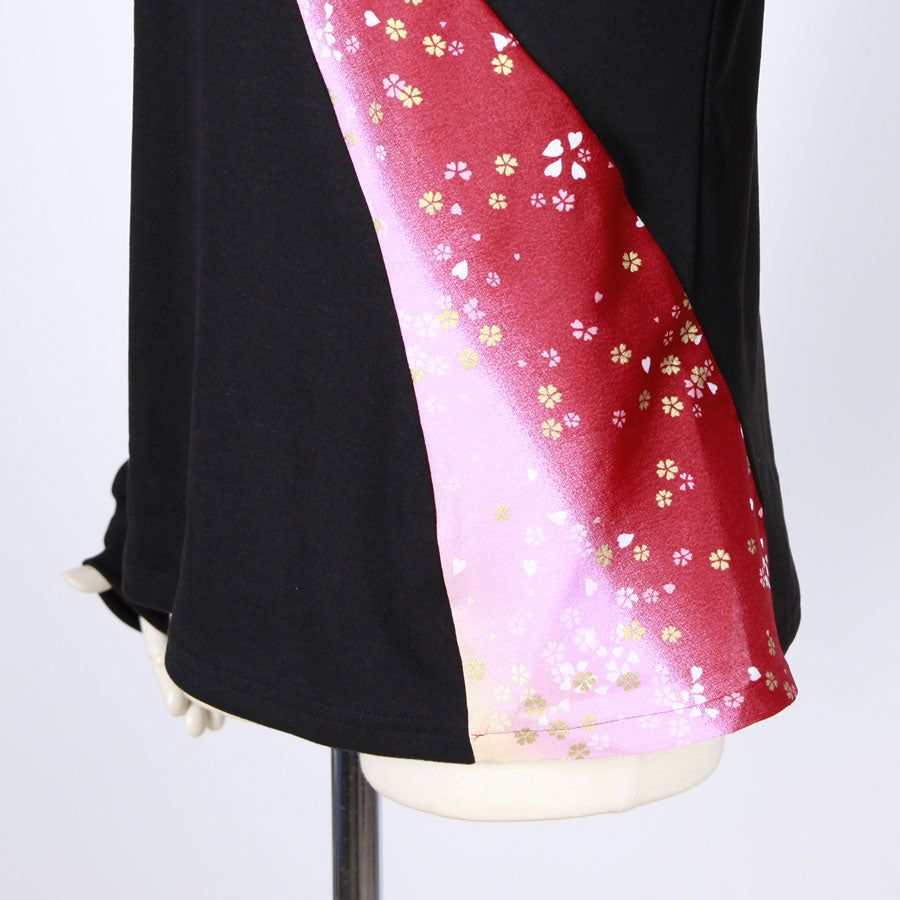 [One-of-a-kind item] TKg Gradation Red Japanese Pattern High Neck Tops