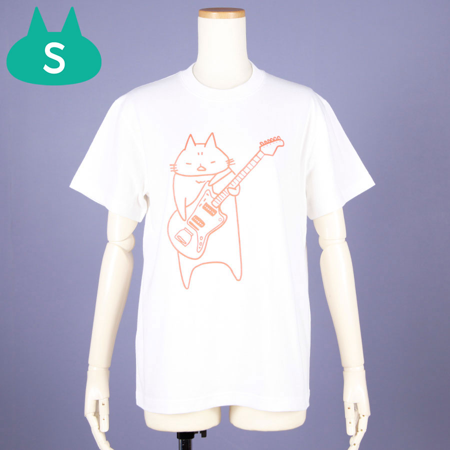 MINT NeKO Wagahai and Guitar T-shirt / WH-ORG・S