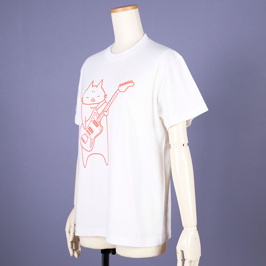 MINT NeKO Wagahai and Guitar T-shirt / WH-ORG・S