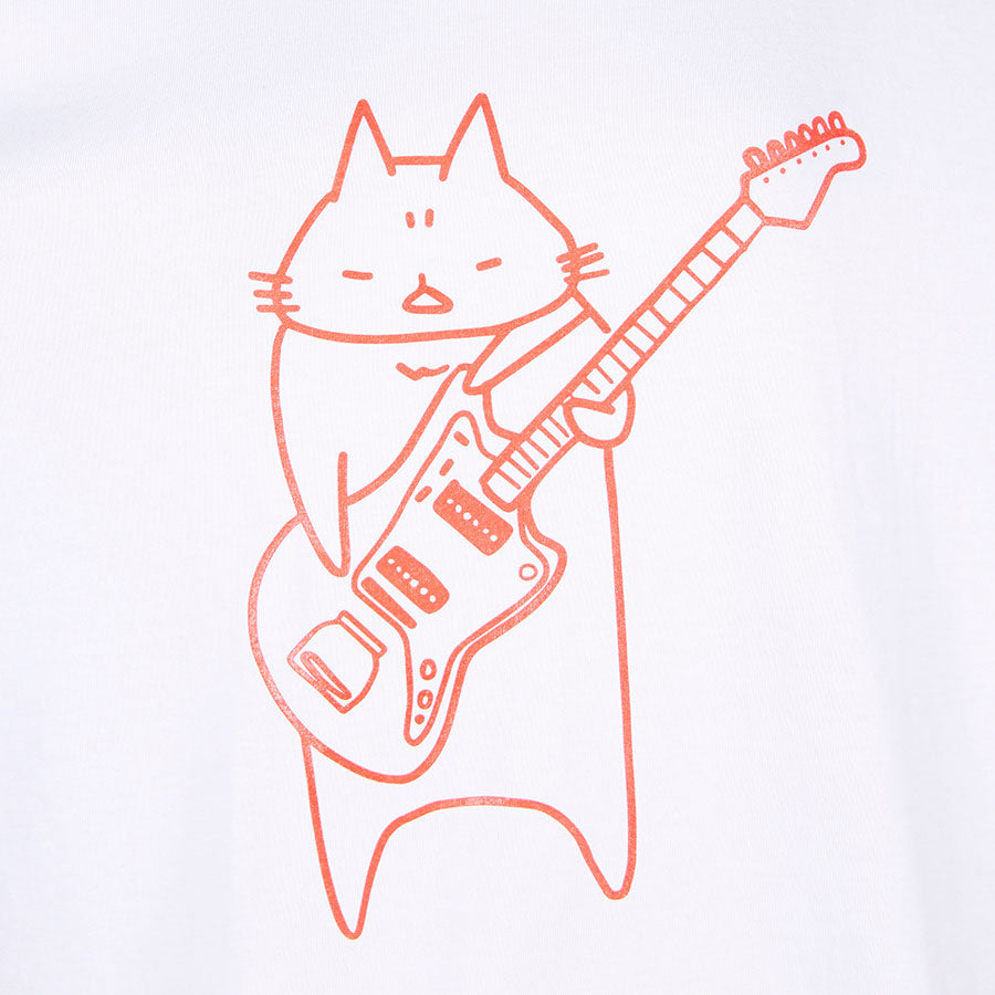 MINT NeKO Wagahai and Guitar T-shirt / WH-ORG・S