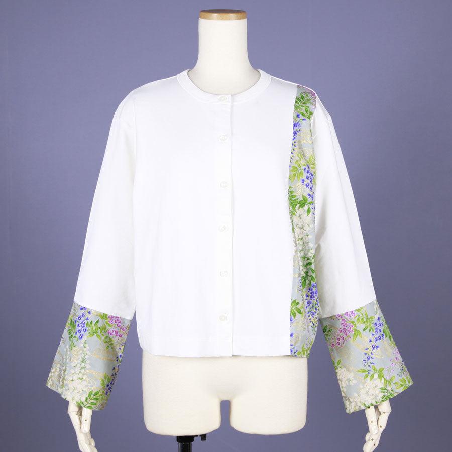 【一点物】TKg 秘色色の藤 白いカーディガン