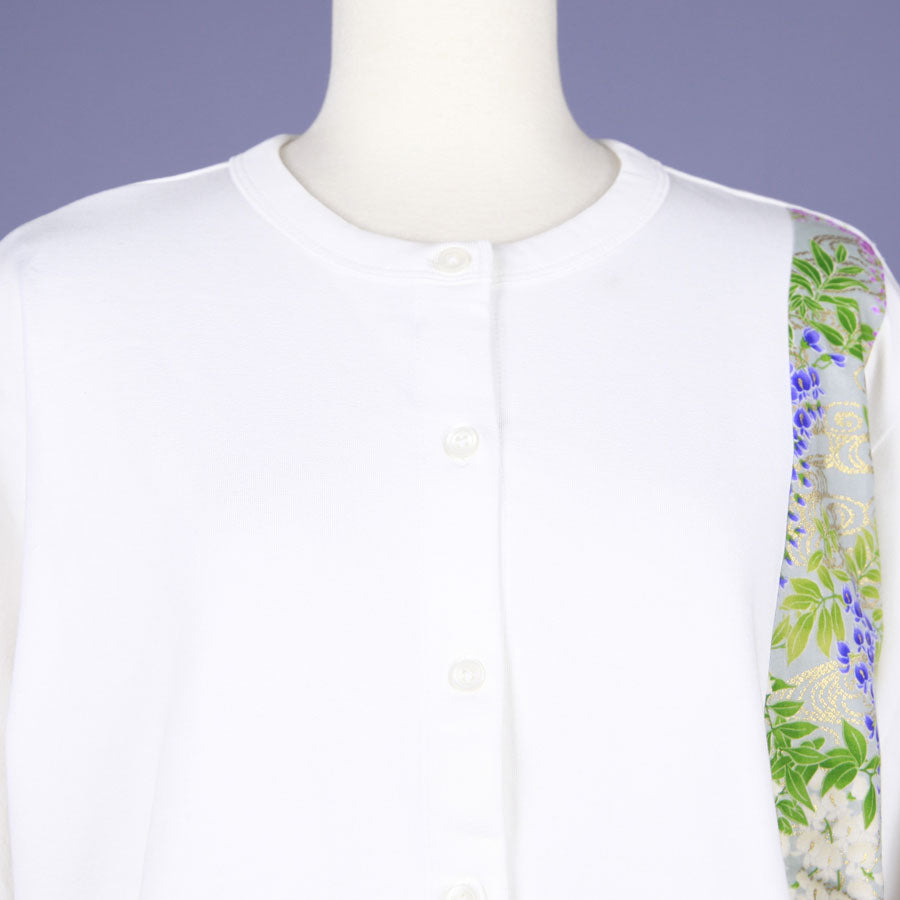 【一点物】TKg 秘色色の藤 白いカーディガン