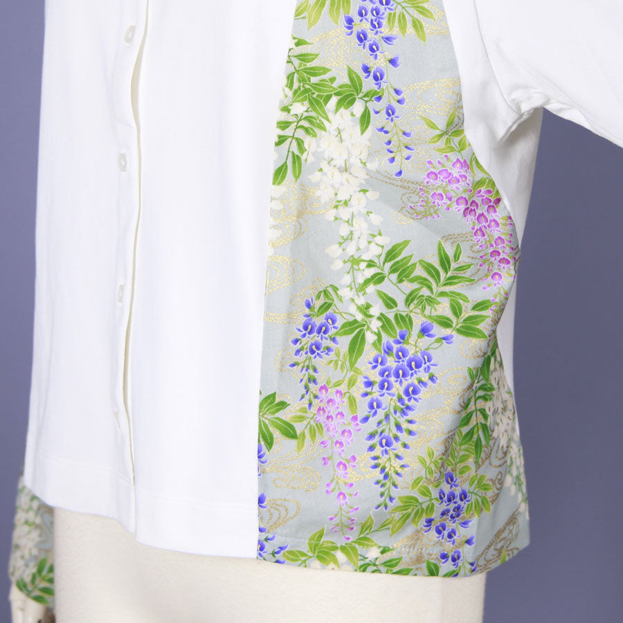 【一点物】TKg 秘色色の藤 白いカーディガン