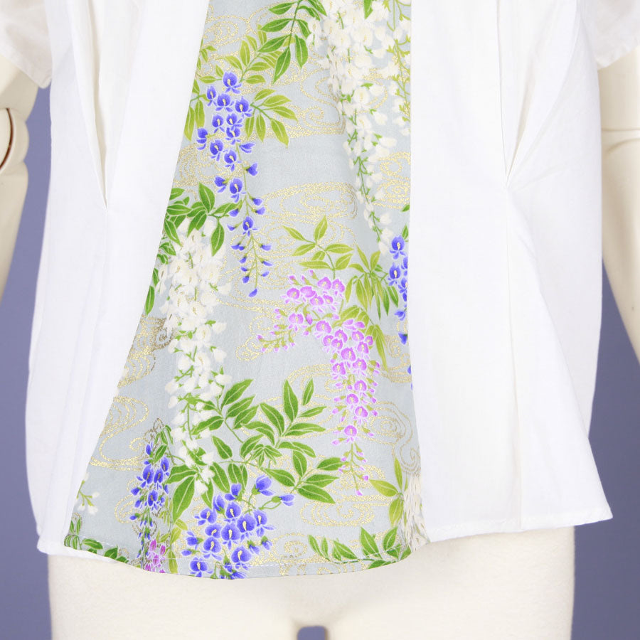 【一点物】TKg 秘色色の藤 白いタックトップス