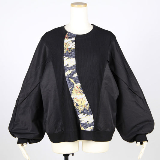 [One-of-a-kind item] TKg Dragon Flying on Hemp Leaves Tucked Sleeve Tops