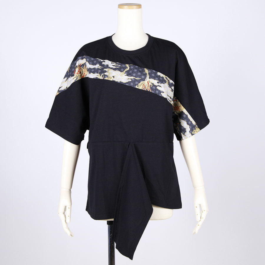 [One-of-a-kind item] TKg Dragon Flying on Hemp Leaves Pattern Tops with Loop