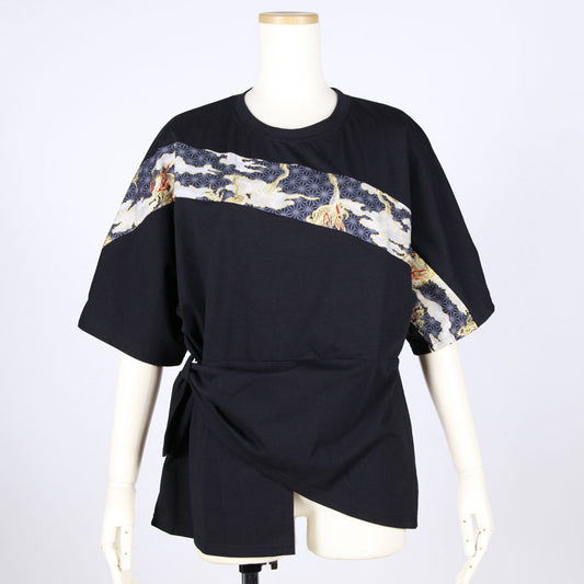 [One-of-a-kind item] TKg Dragon Flying on Hemp Leaves Pattern Tops with Loop