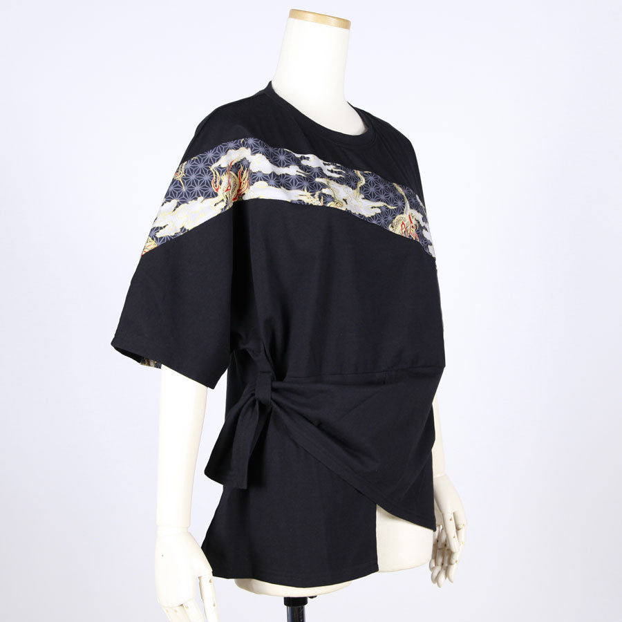 [One-of-a-kind item] TKg Dragon Flying on Hemp Leaves Pattern Tops with Loop