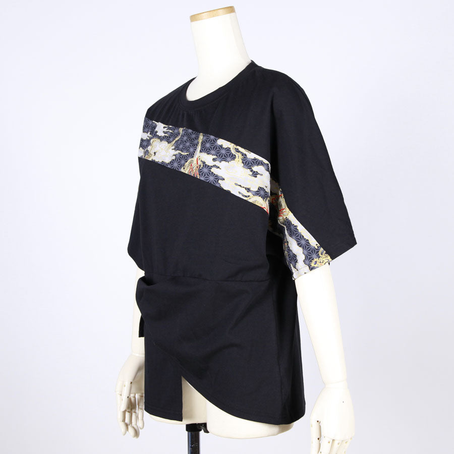 [One-of-a-kind item] TKg Dragon Flying on Hemp Leaves Pattern Tops with Loop