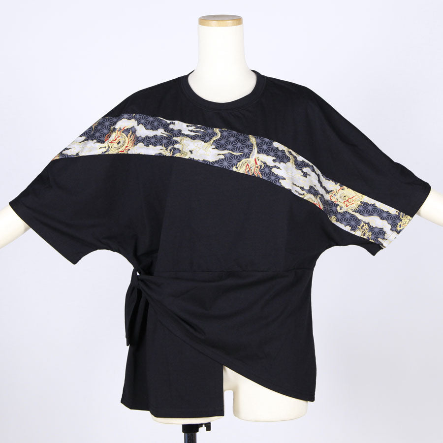 [One-of-a-kind item] TKg Dragon Flying on Hemp Leaves Pattern Tops with Loop