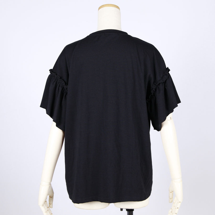 [One-of-a-kind item] TKg Dragon Flying on Hemp Leaves Pattern Tops with Fluttering Sleeves
