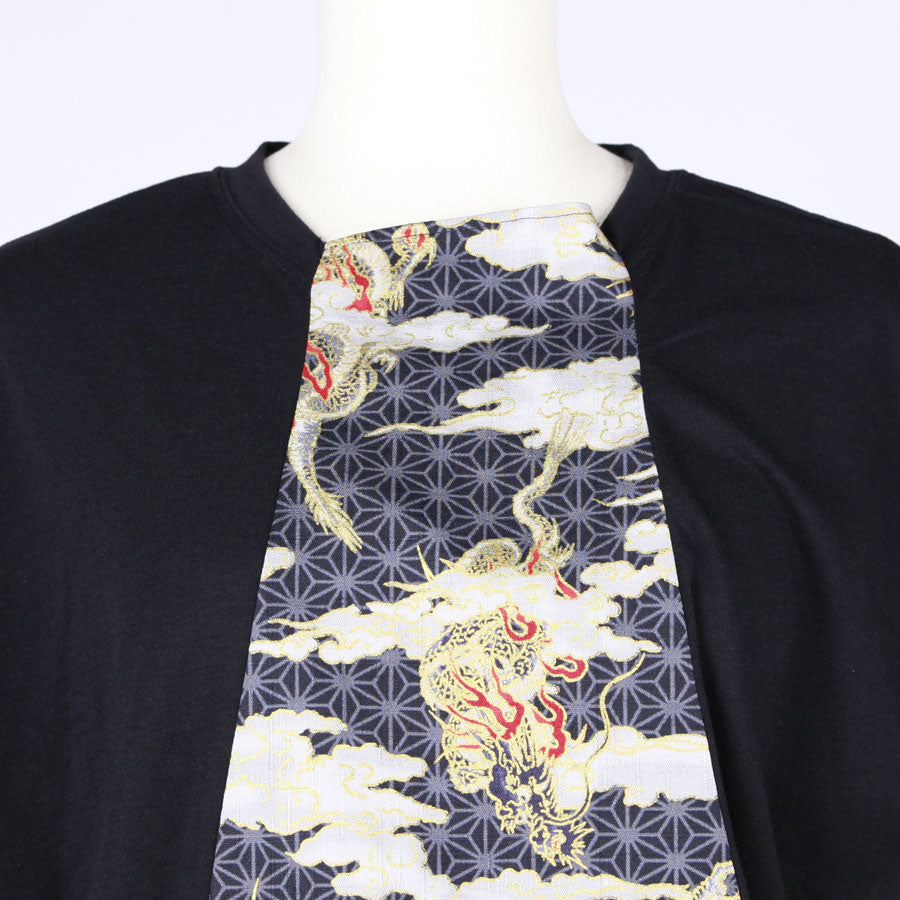 [One-of-a-kind item] TKg Dragon Flying on Hemp Leaves Pattern Tops with Fluttering Sleeves