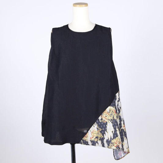 [One-of-a-kind item] TKg Dragon Flying on Hemp Leaves Pattern Fabric Sleeveless