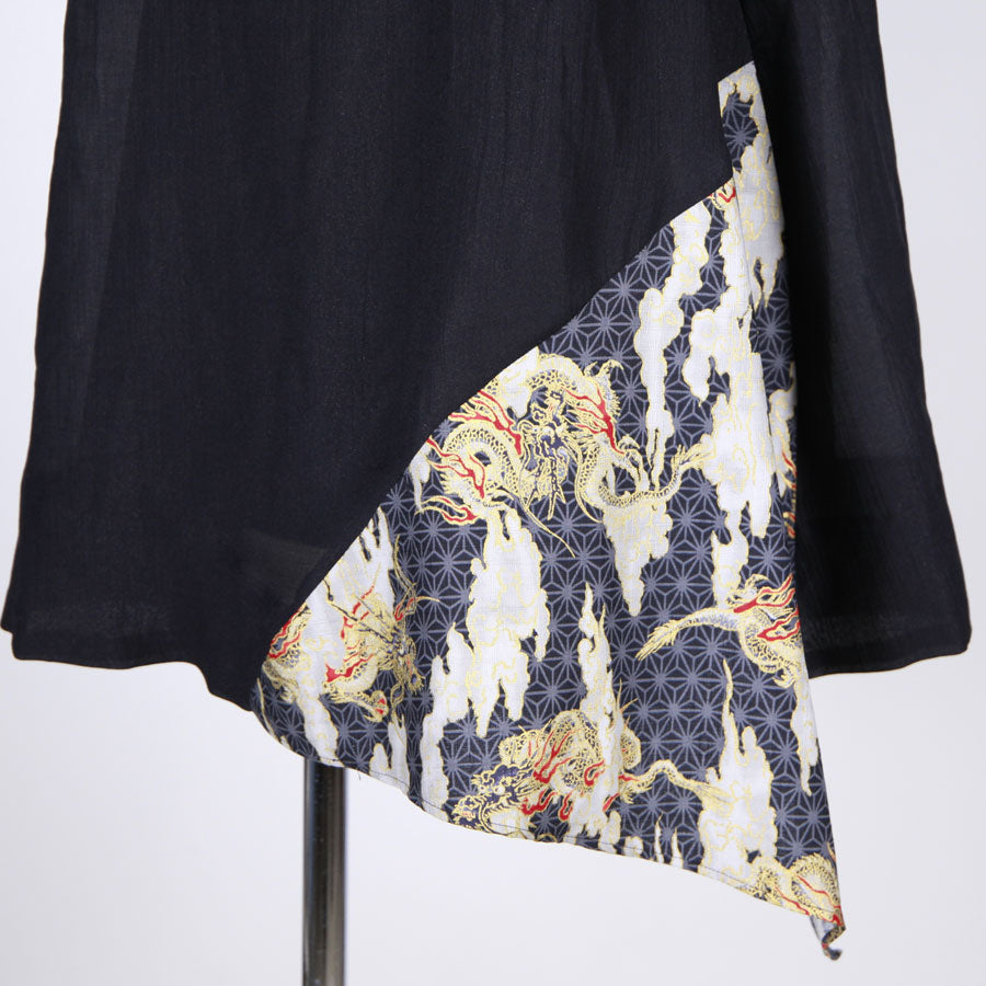 [One-of-a-kind item] TKg Dragon Flying on Hemp Leaves Pattern Fabric Sleeveless