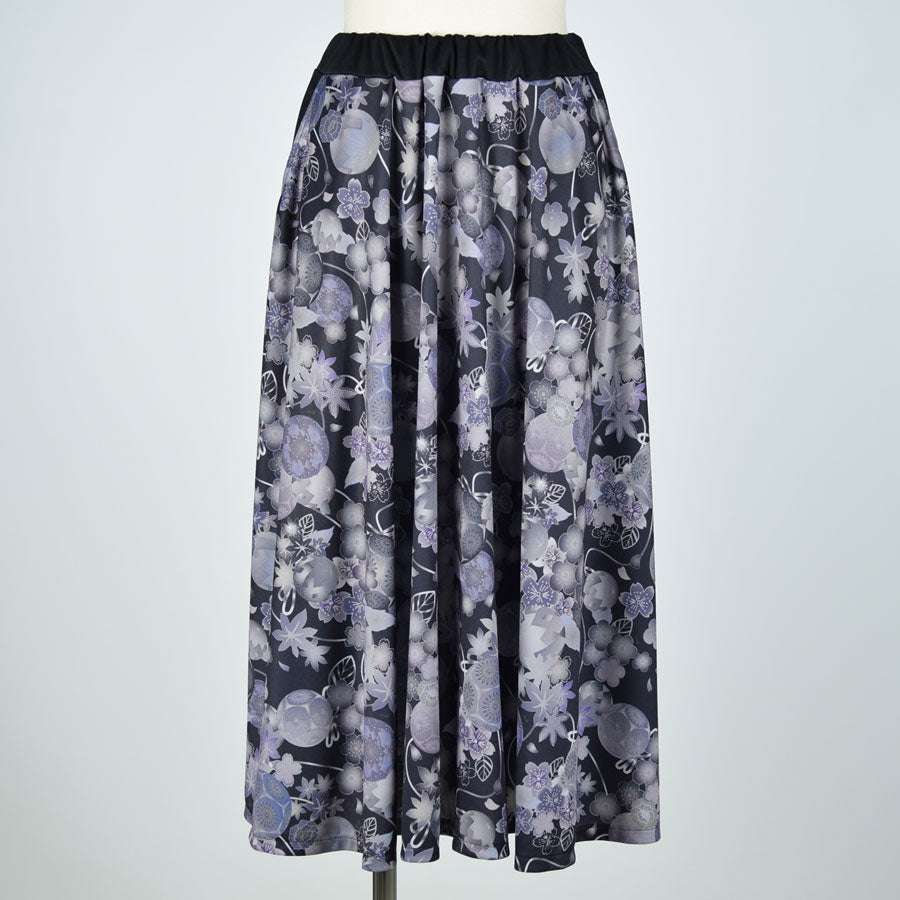 gouk Japanese pattern flare skirt / GY-BK