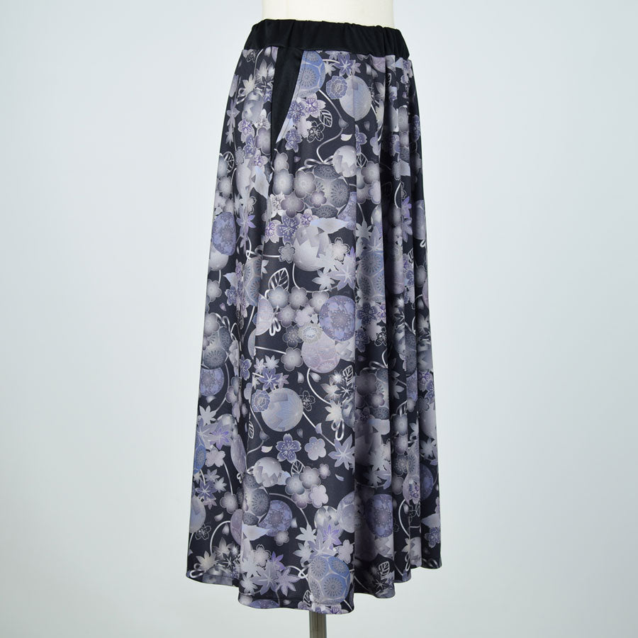 gouk Japanese pattern flare skirt / GY-BK