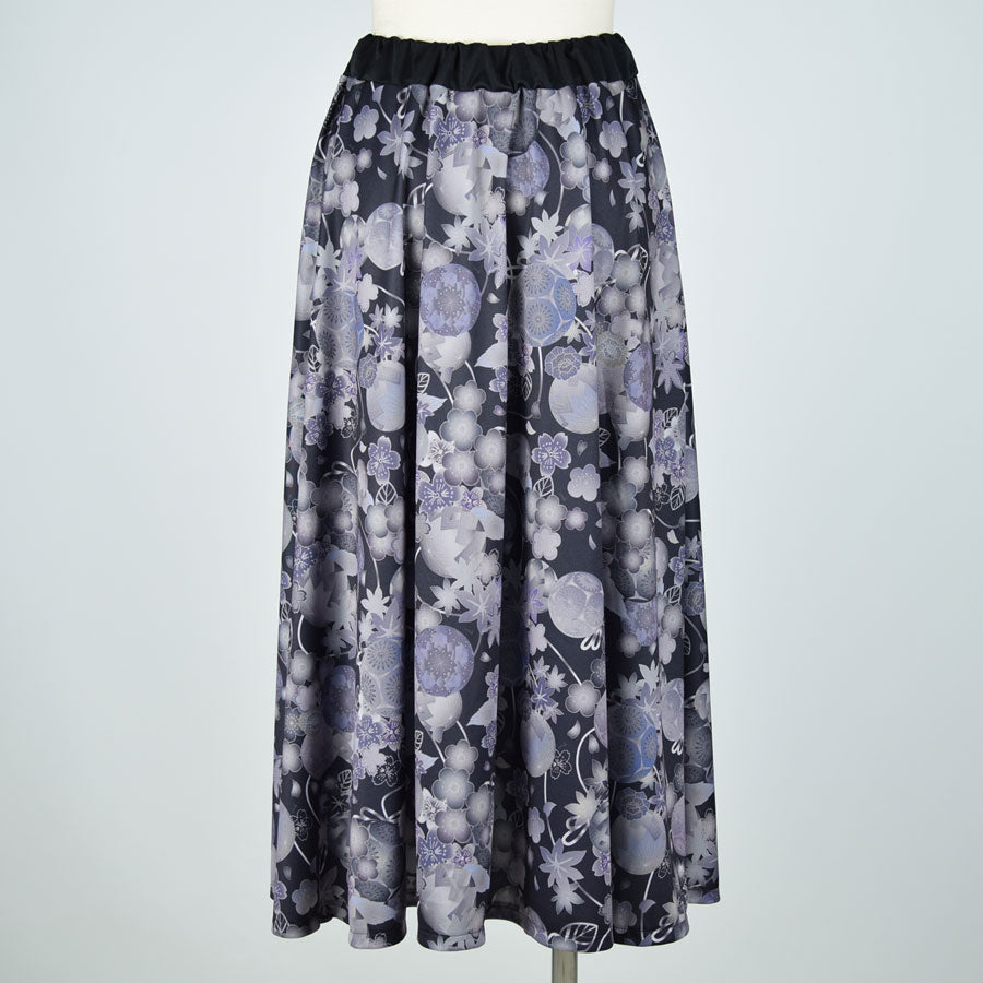 gouk Japanese pattern flare skirt / GY-BK