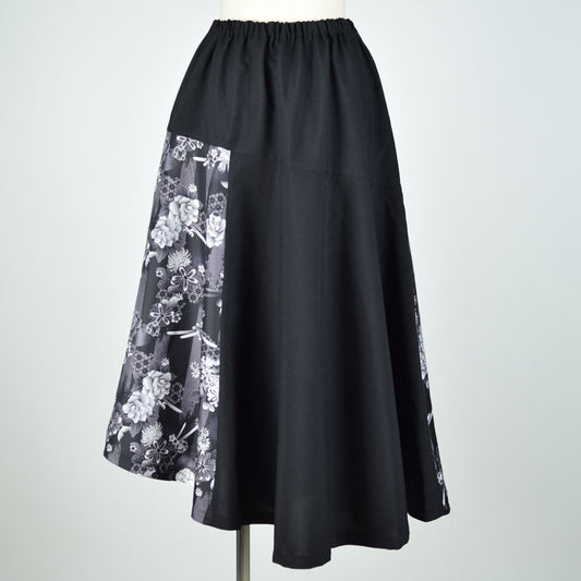 gouk 6 pieces Switching Flare Skirt BK-GY