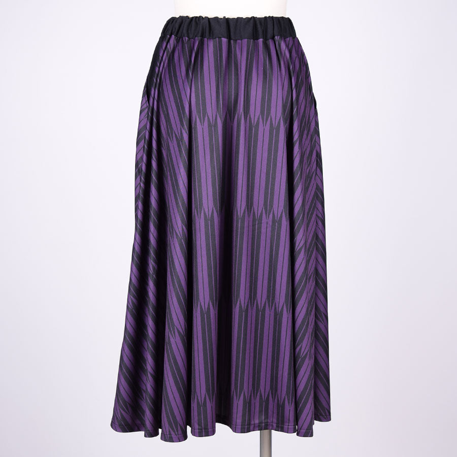 gouk Japanese pattern flare skirt / BK-PUR