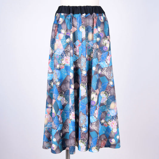 gouk Japanese pattern flare skirt / BL-BK