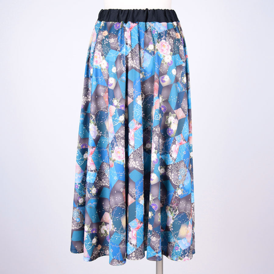 gouk Japanese pattern flare skirt / BL-BK