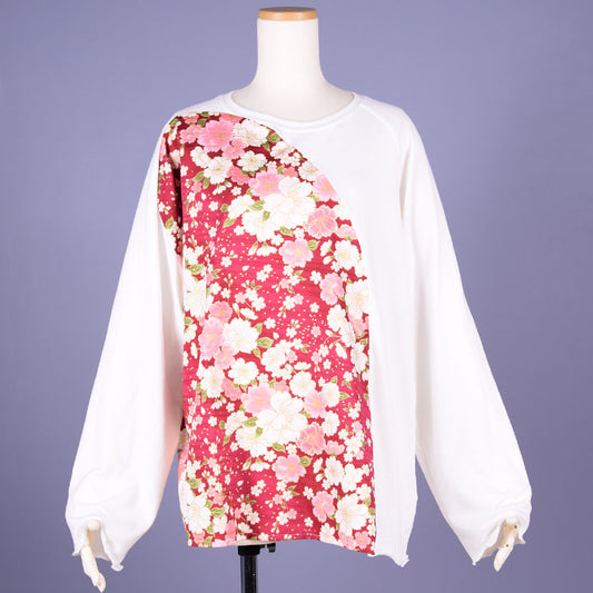 【One of a kind】TKg Cherry Blossoms Pattern Switching Tops